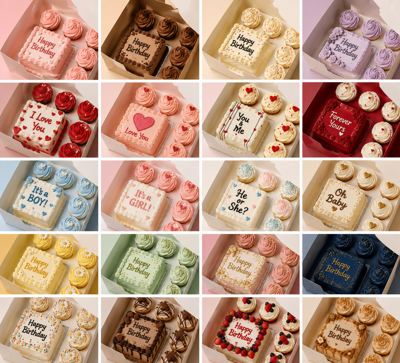Custom mini cake and cupcake gift boxes