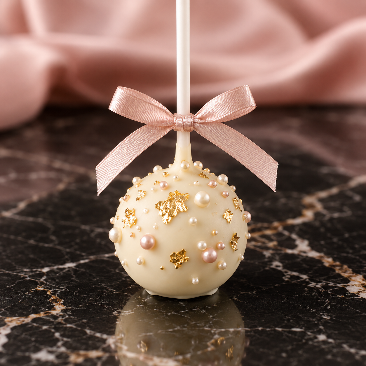 Luxury pearl and gold cake pop