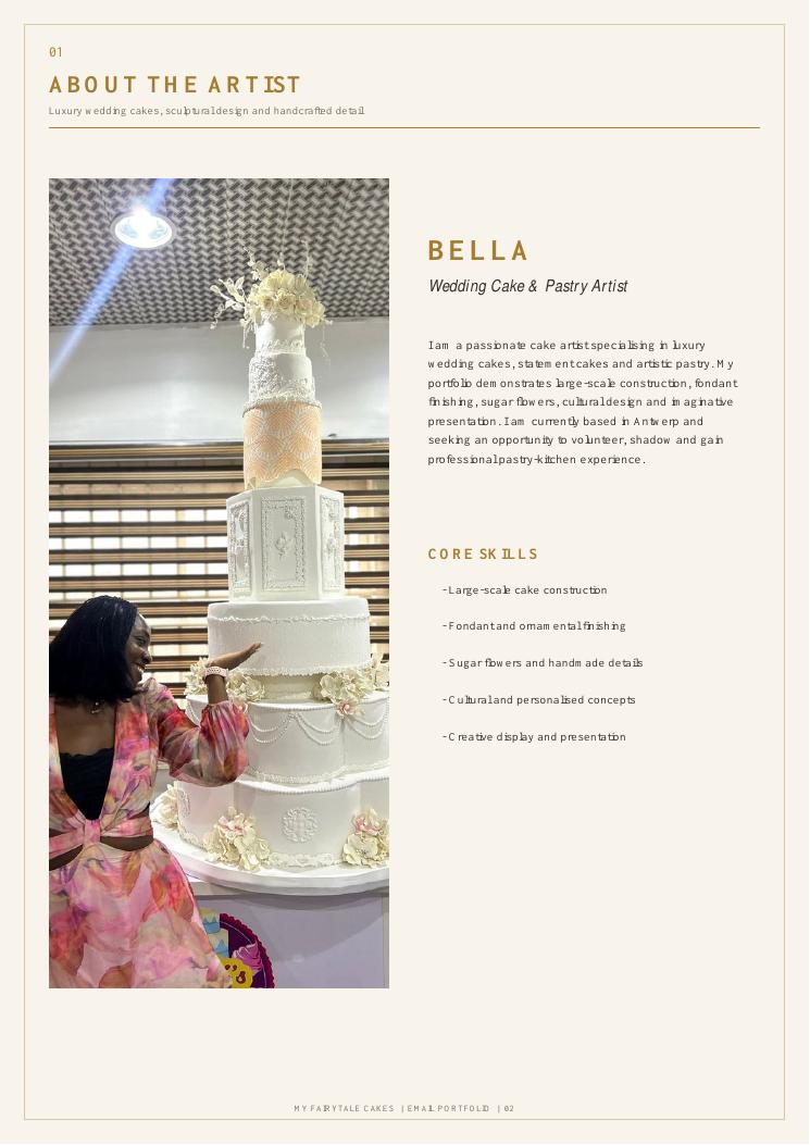 Bella working on a luxury wedding cake